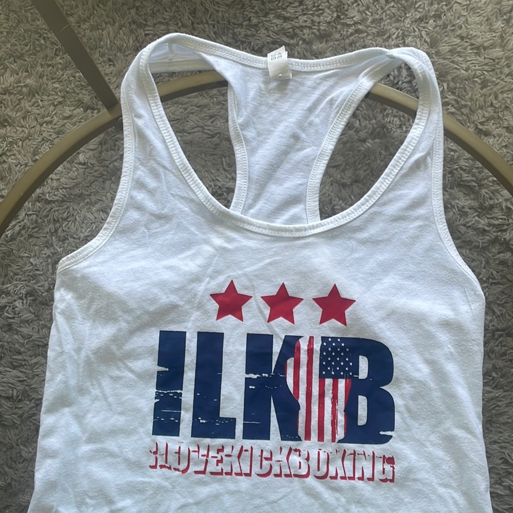 ILoveKickboxing Distressed American Flag Tank Top